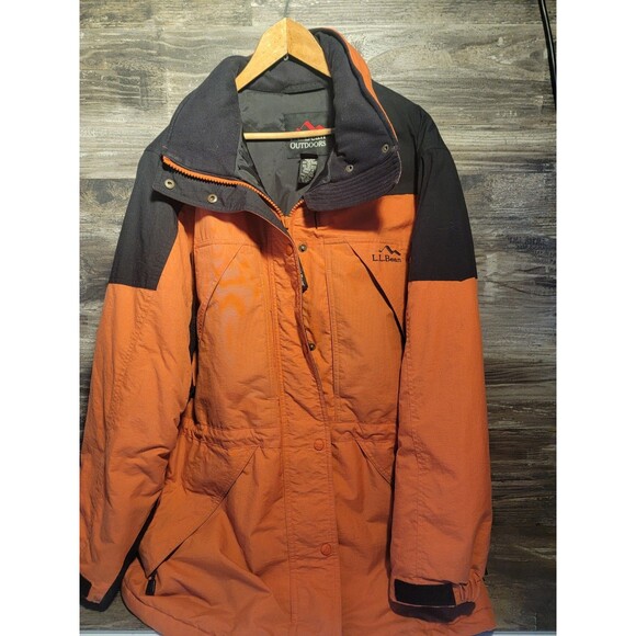 L L Bean Womens Orange/Black Ski Jacket Coat Parka Thinsulate Size Large - Picture 1 of 10